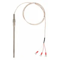 Resistance temperature detector for gas applications. Accuracy ±0.3 °C/0.12 ohm at 0 °C. Cable length 2 ft 10 in. Used for surface temperature measurement in industrial process monitoring, HVAC, and combustion system diagnostics