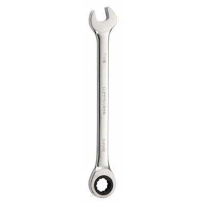WESTWARD Combination Wrench: Alloy Steel, Chrome, 7/16 in Head Size, 6 1/2 in Overall Lg - SAE 12-Point Ratcheting Combination Wrenches