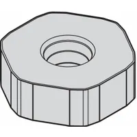 Hexagon-shaped indexable milling insert with six cutting edges for cost-effective machining. Designed for high-feed face and shoulder milling operations in steel, stainless steel, and cast iron. Suitable for roughing and semi-finishing in general engineering and mold making