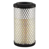 Engine air filter with round-oval shape and radial seal. Overall height 7 in. Designed for Kubota vehicles. Traps airborne contaminants to protect engine in agricultural, construction, and industrial equipment