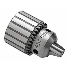 Thread-mount keyed drill chuck with 5/8"-16 mounting thread and 1/8 in to 5/8 in capacity. Includes K3 key for tightening. Used for holding drill bits in drill presses, lathes, and other rotating machinery for metalworking, woodworking, and general industrial applications.
