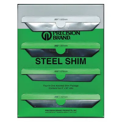 PRECISION BRAND Shim Stock Assortment,Steel,4 pcs: Inch, 50 in Shim Lg, 6 in Shim Wd, Steel - Shim Stock Assortments
