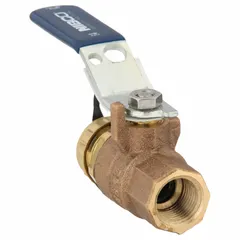 This NIBCO bronze ball valve is a straight two-way valve with a lever handle, featuring FNPT (female national pipe thread) and FGHT (female garden hose thread) connections. Rated for 600 psi cold working pressure, it is suitable for on/off control in water, oil, and gas systems within commercial plumbing, HVAC, and process piping applications.