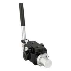 Four-way, three-position manual spool monoblock valve with open center and spring return to neutral. Features one spool and NPT ports. Used for directional control of hydraulic fluid in mobile or industrial equipment, operating single-acting or double-acting cylinders and motors.