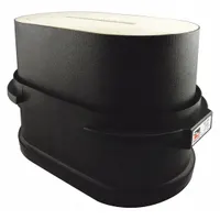 Oblong, channel flow engine air filter with cellulose/paper media. Designed for round-oval mounting configurations in heavy-duty truck applications. Compatible with Kenworth vehicles