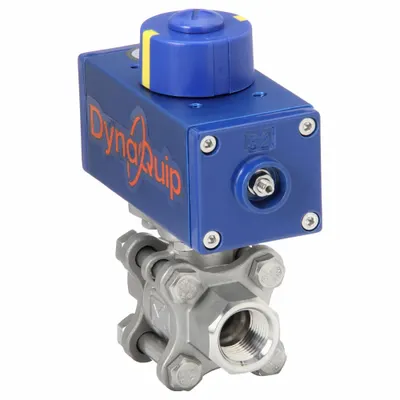 DYNAQUIP CONTROLS Pneumatically Actuated Two-Way Ball Valve: 1/2 in, Stainless Steel - Stainless Steel Pneumatically-Actuated Ball Valves