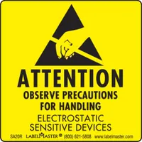 Attn Observe Prec Hand Label: 2 in x 2 in, Yellow, 500 PK (MPN SA20R)
