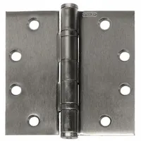 Full mortise-mount butt hinge with a 1 3/4 in leaf width, made of stainless steel. Features ball bearings for smooth operation and a non-removable pin. Used for mounting doors in commercial and industrial applications requiring corrosion resistance and reliable support