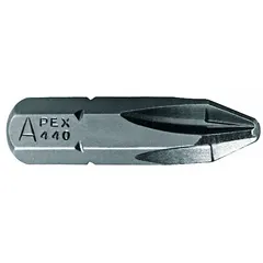This APEX insert bit features a #2 Phillips (PH2) tip with a hex drive and standard length. Made from S2 steel and impact rated for high-torque applications, it is suitable for driving Phillips #2 fasteners in industrial assembly and maintenance tasks. Supplied in a 250-piece pack.
