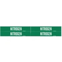 Pipe Marker: Nitrogen, Green, White, Fits 3/4 to 2 3/8 in Pipe O.D., 4 Pipe Markers, Without Arrows (MPN 7198-4)