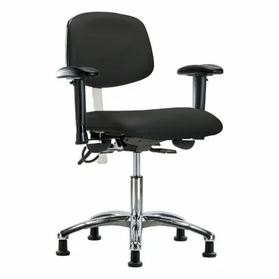 OEM Vinyl ESD & Cleanroom Chair with Arms, 19-24 in Height, Aluminum Base, ISO 5 - Vinyl ESD & Cleanroom Chairs