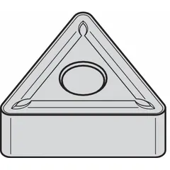 Triangle (T) indexable turning insert with 7° clearance angle, 3/8 inch inscribed circle, and 3/16 inch thickness. Used for general turning, facing, and profiling on metal workpieces in CNC lathes and manual machines.