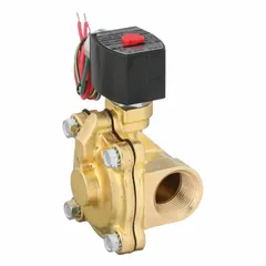 2-way/2-position normally closed solenoid valve with 1 in pipe size and 120V AC voltage. Features a watertight coil enclosure and NBR seal for high-flow applications. Suitable for on/off control in fluid handling systems.