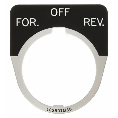 EATON Legend Plate: 30 mm Panel Mounting Size, Half-Round, 1 5/8 in Overall Wd - Push-Button Rings & Plates