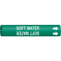 Pipe Marker: Soft Water, Green, White, Fits 3/4 to 1 3/8 in Pipe O.D., 1 Pipe Markers, With Arrows (MPN 4125-A)