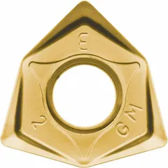 CVD carbide trigon milling insert for general-purpose face and shoulder milling of steel and cast iron. Size 08 (IC 8 mm), thickness 4.76 mm, corner radius 0.4 mm. Grade MC6535 provides wear resistance for reliable cutting on CNC and manual mills.