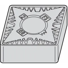 This diamond indexable turning insert is designed for precision machining of non-ferrous materials such as aluminum alloys and composites. It is used in turning operations to achieve high surface finish and dimensional accuracy. The insert is available in two size designations: CNGG433FS and CNGG120412FS.