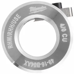 Copper stripping bushing for 4/0 AWG wire rated RHW/RHH/USE. Designed for use with MILWAUKEE tools 2435-20 and 2935-20. Used in electrical installations to strip insulation from copper conductors.