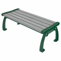 ULTRASITE Outdoor Bench: Heritage, 48 in Overall Lg, 17 in Overall Ht, Gray, Green, Plank Surface (MPN PB 4GRAGFHERBAC)