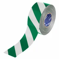 Floor Marking Tape: Striped, Green/White, 3 in x 100 ft, 22 mil Tape Thick, Brady® ToughStripe® Max (MPN 177048)
