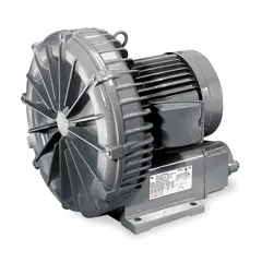 The FUJI ELECTRIC VFC200A-7W is a 1-stage regenerative blower rated at 0.33 hp, providing a maximum operating pressure of 34.8 in wc and a maximum vacuum of 33 in wc. It operates on three-phase power at 200-230/460V AC with a current draw of 1.2/0.6 A and features female NPT connections. This blower is suited for industrial applications such as material handling, aeration, and pneumatic conveying that require low-pressure air or vacuum.