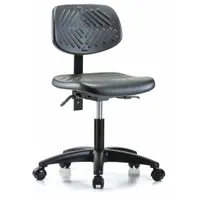 Cleanroom Chair: Polyurethane, Armless, Ht Range 17 in to 22 in, 16 in Seat Wd, 17 in Seat Dp, Black (MPN GRPDHCH-RG-RC)