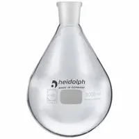 Colorless round glass boiling flask with 3,000 mL capacity. Features a 24/40 compatible stopper size. Used in rotary evaporators for solvent removal and concentration in laboratory settings