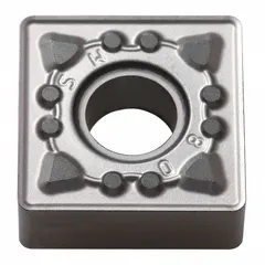 Square (S) indexable turning insert made of PVD carbide. Used for general-purpose turning, facing, and profiling in medium machining operations on steel, stainless steel, and cast iron.