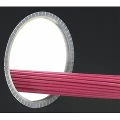 Slotted grommet edging made of natural polyethylene, 0.21 in wide, 0.22 in depth, 100 ft length, for maximum panel thickness of 0.144 in. Used to protect cables and hoses from sharp edges in electrical panels, control cabinets, and enclosures. The slotted design allows installation over panel edges without adhesive.