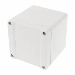This HAMMOND enclosure is a polycarbonate submersible box measuring 3 in x 3 in x 4 in with a solid cover secured by screws. It is rated NEMA 12/13/4/4X/6/6P, making it suitable for indoor or outdoor applications requiring protection against water, dust, and corrosion. No knockouts are provided. Typical uses include housing electrical controls, sensors, and instrumentation in wet or harsh environments.