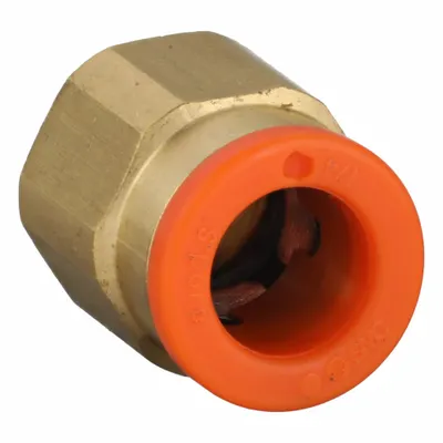 SMC Push-Fit Adapter Fitting: 1/4 in OD x 5 mm Pipe Size, Push-to-Connect x Metric - Polybutylene & Brass Tube Fittings
