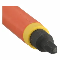 Insulated square screwdriver with #1 tip size, 6 in shank length, and 10 1/4 in overall length. Cushion grip handle. Suitable for electrical work where protection from live circuits is needed, and for reaching recessed fasteners in industrial maintenance and assembly tasks.