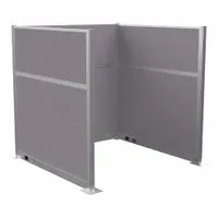 This VERSARE modular cubicle kit includes three fabric panels with an overall width of 72 inches and overall height of 72 inches. The panels are finished in Cloud Gray fabric. Suitable for creating partitioned workspaces in open-plan environments