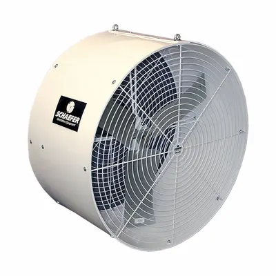 SCHAEFER Mounted Fan: 36 in Blade Dia, 115/230V AC, 1/2 hp Motor HP, Ceiling Mount - Standard Industrial Wall-Mount Fans