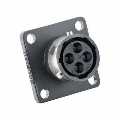 SOURIAU Electrical Connector: Trim Trio UTGX 10, Square Flange Receptacle, 4 Contacts - Trim Trio UTGX Harsh Environment Circular Connectors