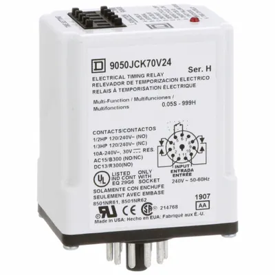 SCHNEIDER Multi-Function Time Delay Relay: Socket Mounted, 240V AC, 10 A - Socket-Mounted Relays
