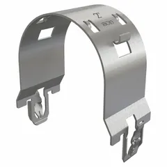 Snap-in rigid conduit clamp made of spring steel with a gray SST (Dakota ProTect™ Wet/Dry: 1000hr) finish. Designed for use with Smart-Cap/Slotted Receiver. Accommodates 2 in conduit trade size. Used to secure rigid conduit in electrical installations.