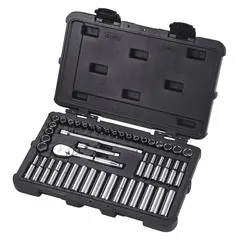 This 47-piece socket set includes 1/4 in drive tools and 12-point standard sockets ranging from 3.5 mm to 12 mm. Suitable for fastening and loosening nuts and bolts in automotive repair, equipment maintenance, and general assembly tasks.