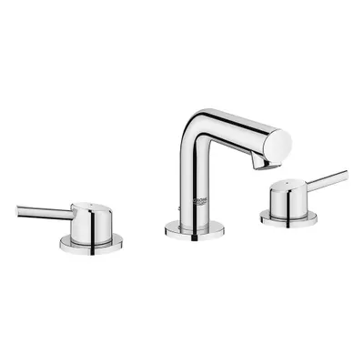GROHE Straight Spout Bathroom Faucet: Concetto, Brass, Chrome Finish, 1.2 gpm Flow Rate - Widespread Handle Bathroom Faucets