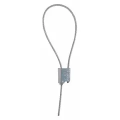Steel adjustable-length cable seal with 12-inch cable length and 7/64-inch diameter. Features silver marking with sequential numbers and the message 'Sealed'. Supplied in a pack of 100. Used for tamper-evident locking and identification of valves, cabinets, meters, and similar assets.