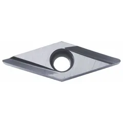 Diamond indexable turning insert for precision machining of non-ferrous materials such as aluminum alloys and plastics. Used in turning operations to achieve high surface finish and extended tool life.