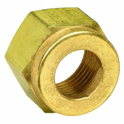 PARKER Compression Fitting Nut: 1/4 in OD Size, Compression, Brass - Single-Ferrule Brass Compression Fittings