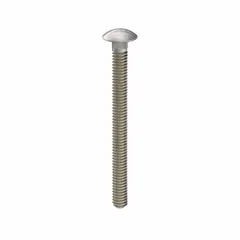 316 stainless steel carriage bolt with square neck to prevent rotation during installation. Thread size 1/4"-20, length 3 inches, plain finish. Sold in a 5-pack. Suitable for metal-to-wood or metal-to-metal fastening where corrosion resistance is needed.