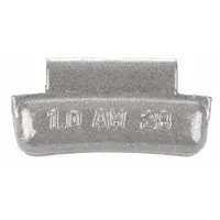 Lead clip-on wheel weight for steel rims on passenger cars. Uncoated finish. Provides counterbalance to reduce vibration during tire rotation
