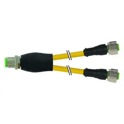 MURRELEKTRONIK M12 Male to (2) M12 Female Y-Distributor Cordset - M12 to M12 Y-Distributor Cordsets with PUR Jacket for Twisting Applications