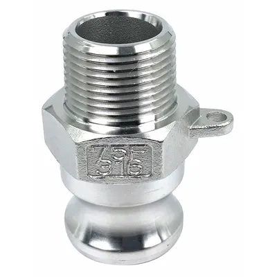 OEM Cam and Groove Adapter: 3/4 in Coupling Size, 3/4"-14 Thread Size, 2 9/32 in Overall Lg - Type F Stainless Steel Cam & Groove Fittings