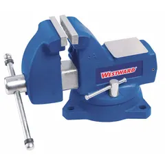 This combination bench and pipe vise features covered, serrated jaws with an 8-inch face width and a maximum opening of 8 1/4 inches. It is suited for clamping and holding workpieces during machining, assembly, or repair tasks, and includes a pipe vise section for gripping round stock.