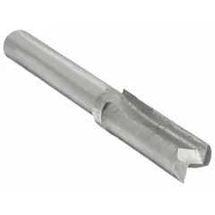 This straight profile router bit features a carbide construction for cutting wood and composite materials. With a 1/4 in cutter diameter and 3/4 in length of cut, it is suited for straight cuts, edge work, and slotting in joinery and profiling applications.