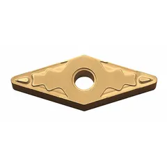 Diamond indexable turning insert for precision machining of non-ferrous materials, composites, and abrasive workpieces. Suitable for turning, facing, and profiling operations. Geometry: VNMG style.