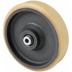 APPROVED VENDOR 200 PT2H Polyurethane Tread on Iron Core Wheel, 8 in Dia, 1 3/4 in Wd, 2,420 lb Load, Tan